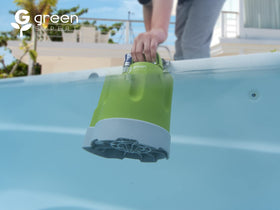 Green Expert sump pump plugged in for immediate drainage.