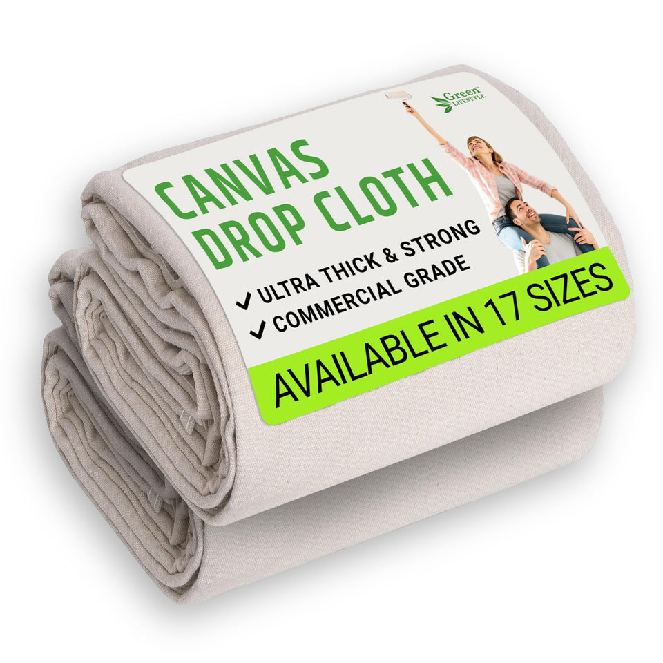 GREEN LIFESTYLE canvas drop cloth 6x9 protects floors during painting and renovation.