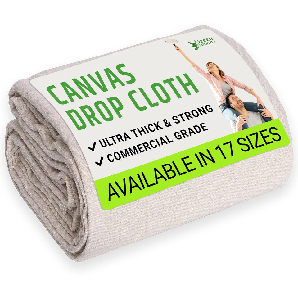 GREEN LIFESTYLE drop cloth 12x15 covers living room floor to protect from spills