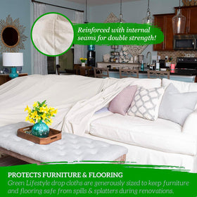 Green Lifestyle heavy-duty canvas drop cloth with reinforced edges