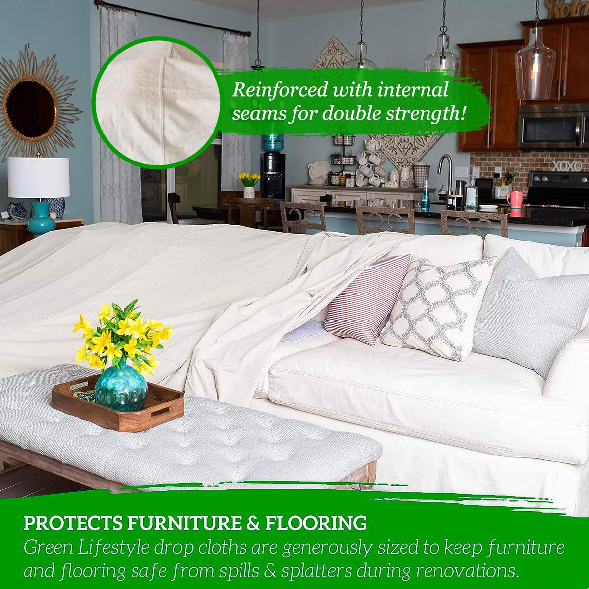 GREEN LIFESTYLE reusable painting tarp easy to wash and reuse after projects.