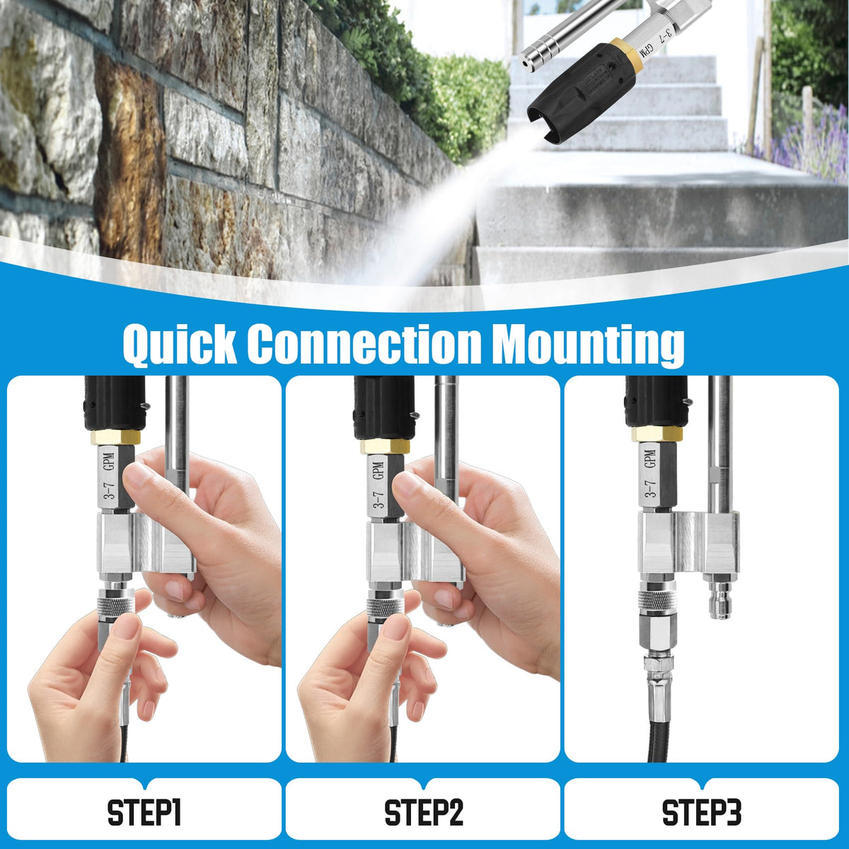 Green Living adjustable spray patterns save time with no nozzle swaps.