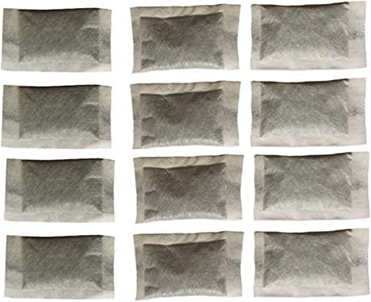 Green Piece filter sachet front view showing compact coconut shell carbon for odor reduction