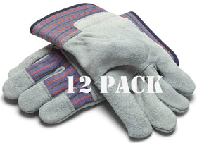 Greendale leather and cotton work gloves in 12 pack for durable, ready-to-use protection.