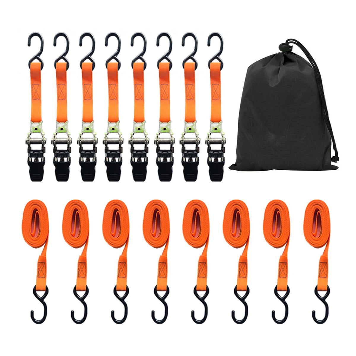 GreenGiggle 8-pack ratchet straps in 1 inch by 15 feet for secure truck and trailer loads.