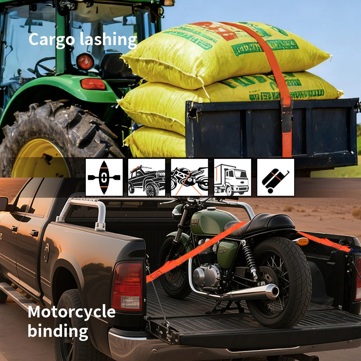 GreenGiggle versatile tie downs for warehouses and car cargo securing.