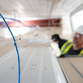 Greenlee FP3 shown being used to pull wires through a suspended ceiling