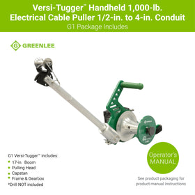Greenlee G1 boom adjustable to three lengths for flexible setup on jobs.