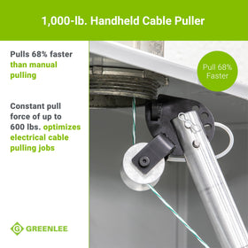 Greenlee G1 tapered capstan enables smooth line unloading.