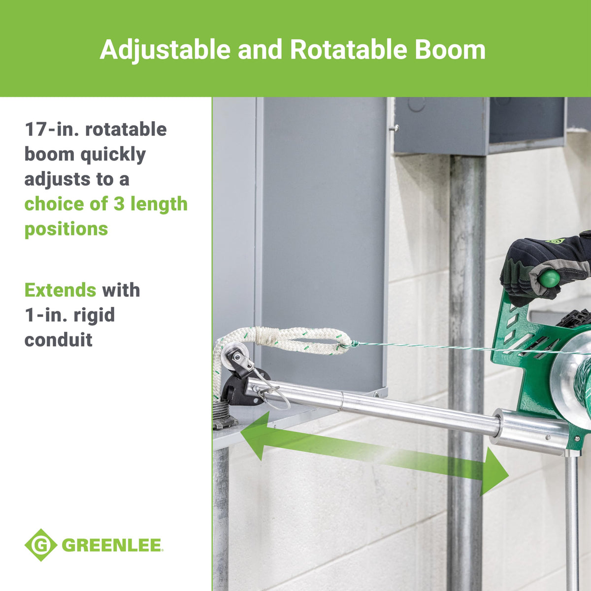 Greenlee G1 universal pulling head fits half-inch to four-inch conduit.