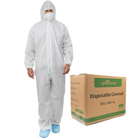 Greenour hazmat suit with elastic hood and ankles ensures a secure fit against dust