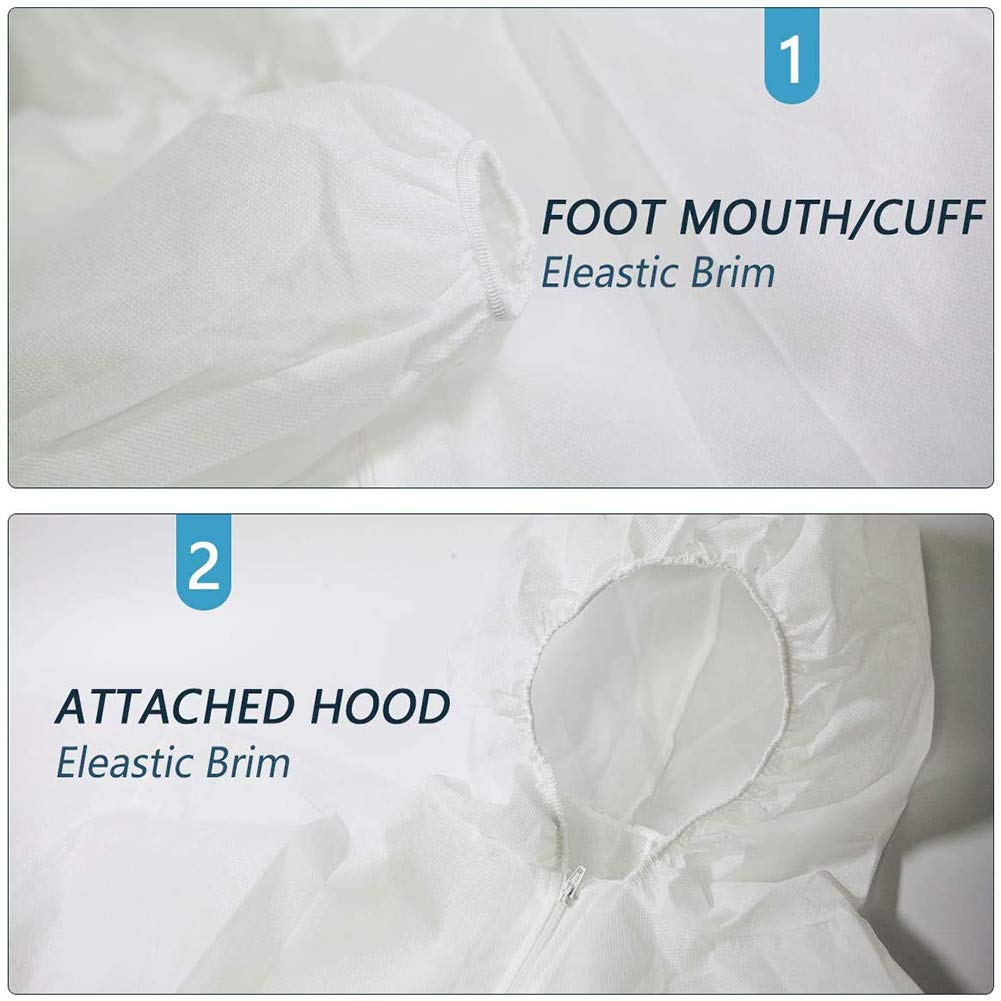 Greenour hazmat suit features a front zipper for quick on/off during cleanup