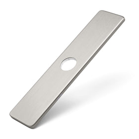 Greenspring brushed nickel deck plate covers unused sink holes for a seamless look.