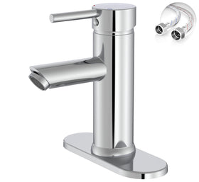 Greenspring chrome bathroom faucet spout close-up showing compact 3.3-inch reach for small spaces