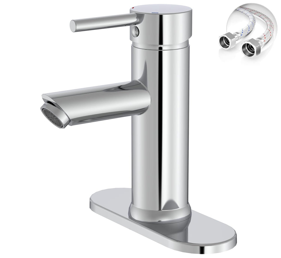 Greenspring chrome bathroom faucet spout close-up showing compact 3.3-inch reach for small spaces