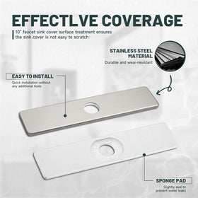 Greenspring deck plate 3-hole cover demonstrates versatile fit for two or three-hole sinks.