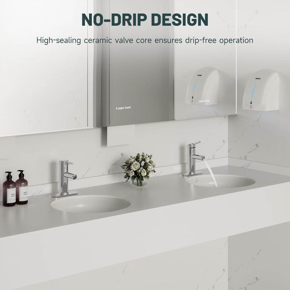 Greenspring polished chrome finish adds a modern, reflective bathroom look