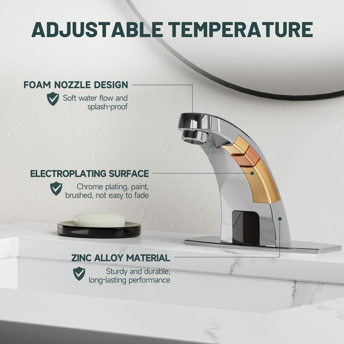Greenspring chrome-finish non-contact faucet highlights sleek bathroom style