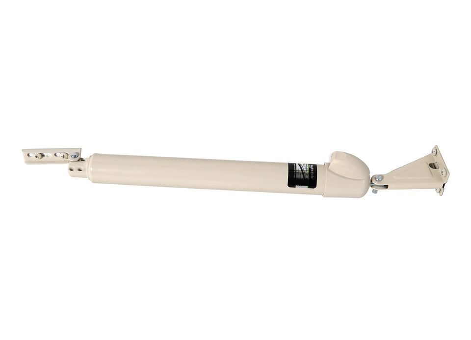 Greenstar Touch 'n Hold almond door closer, front view, hold-open feature.