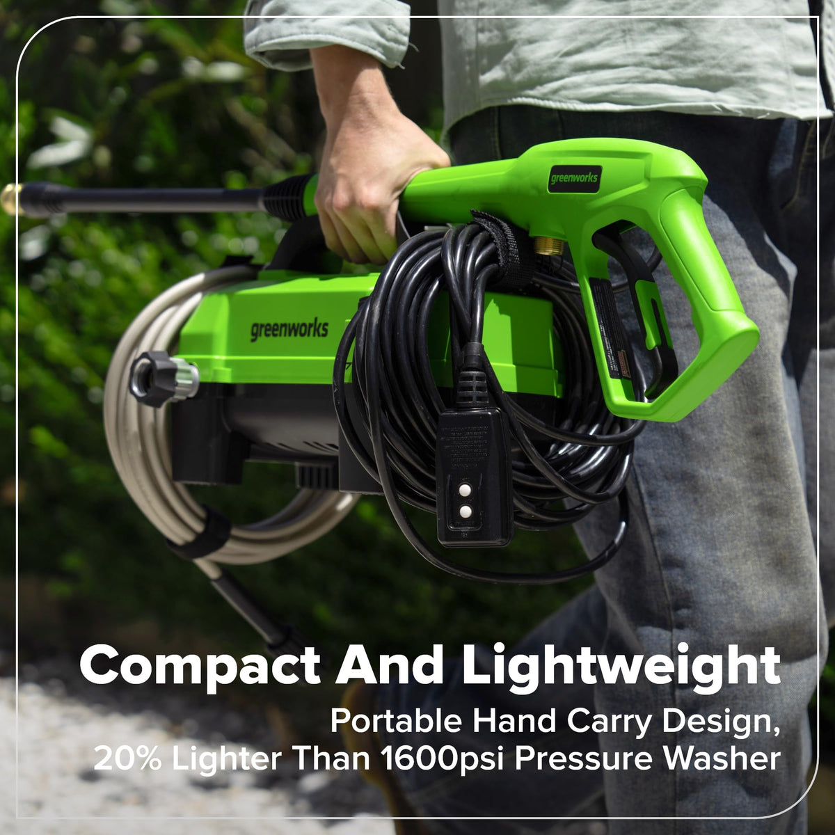 Greenworks 1700 PSI electric pressure washer kit ready for setup and tasks