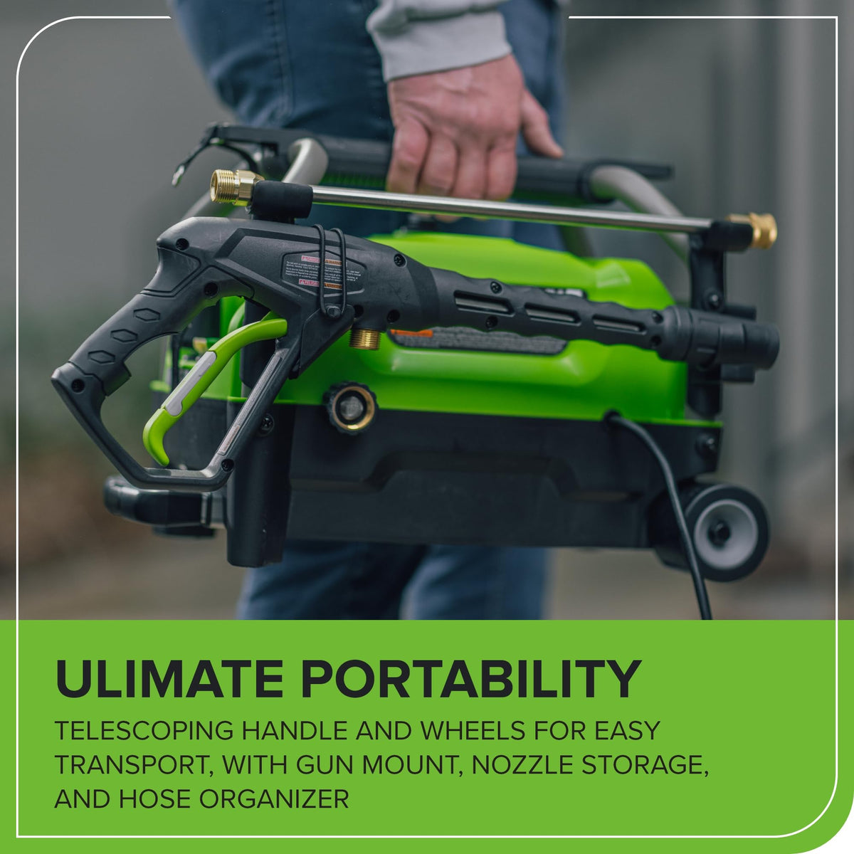 Deck cleaning with Greenworks 25 degree nozzle for refreshed outdoor surfaces.