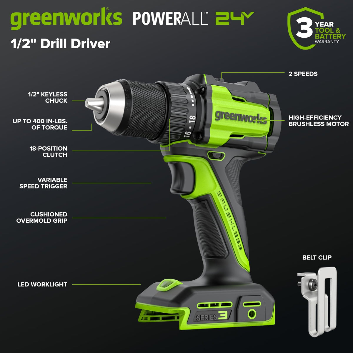 Greenworks USB-C 2Ah battery ready for long projects and charging.