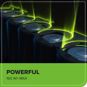 Greenworks 40V battery packaging open ready for quick setup.