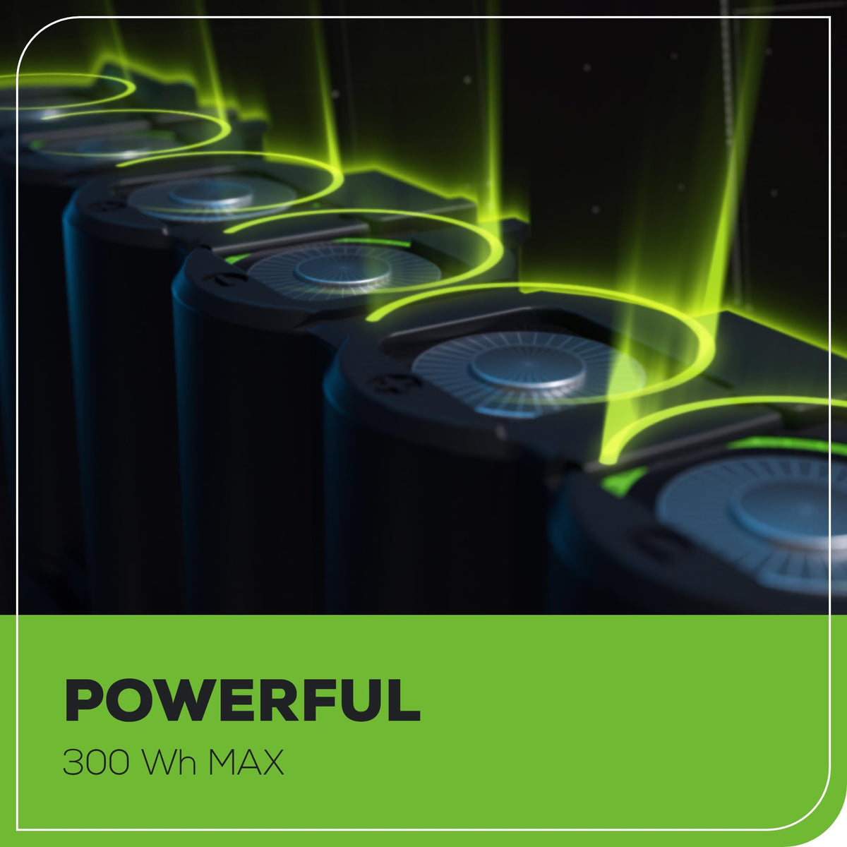 Greenworks 60V Ultra Power battery in use with a trimmer, steady fade-free performance.