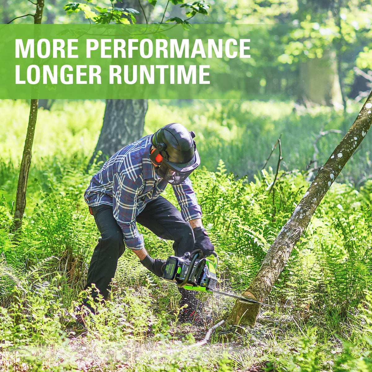 Greenworks 80V battery design detail emphasizes high-efficiency engineering.