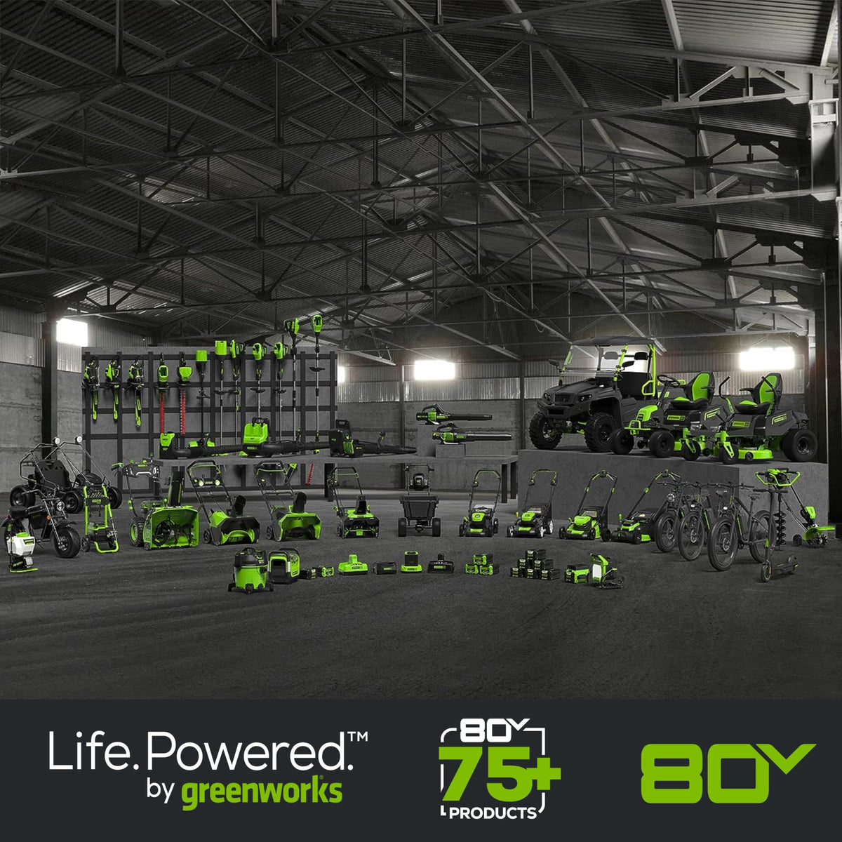 Greenworks 80V battery warranty seal offers peace of mind.