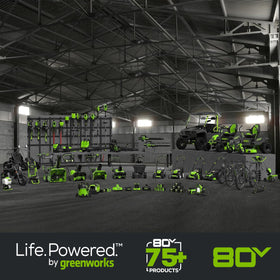 Greenworks 80V battery warranty seal offers peace of mind.