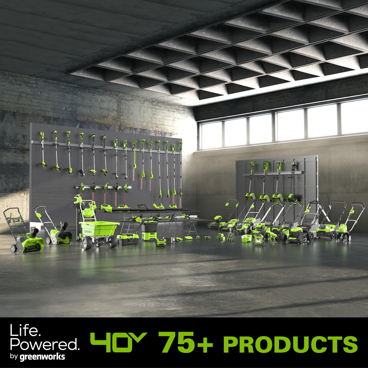 Greenworks GMAX 40V fade-free power through long sessions.