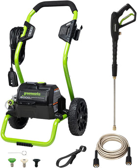 Greenworks GPW2000-1RG front view, compact power for quick outdoor cleaning.