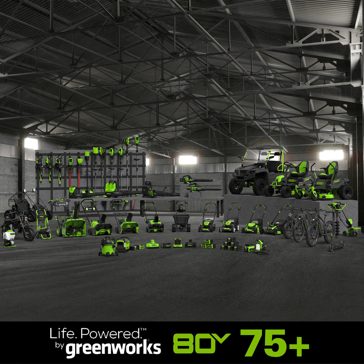 Greenworks PRO 80V 4.0Ah battery in use during outdoor work for stability