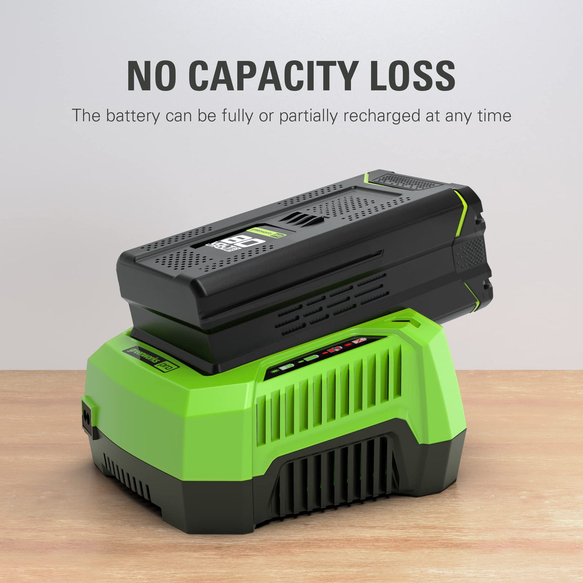 Greenworks PRO 80V 4.0Ah lithium-ion technology delivers fade-free power