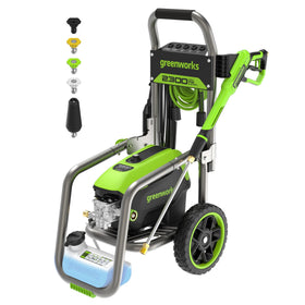 Greenworks Pro brushless 2300psi turbo nozzle for deep, stubborn grime removal.