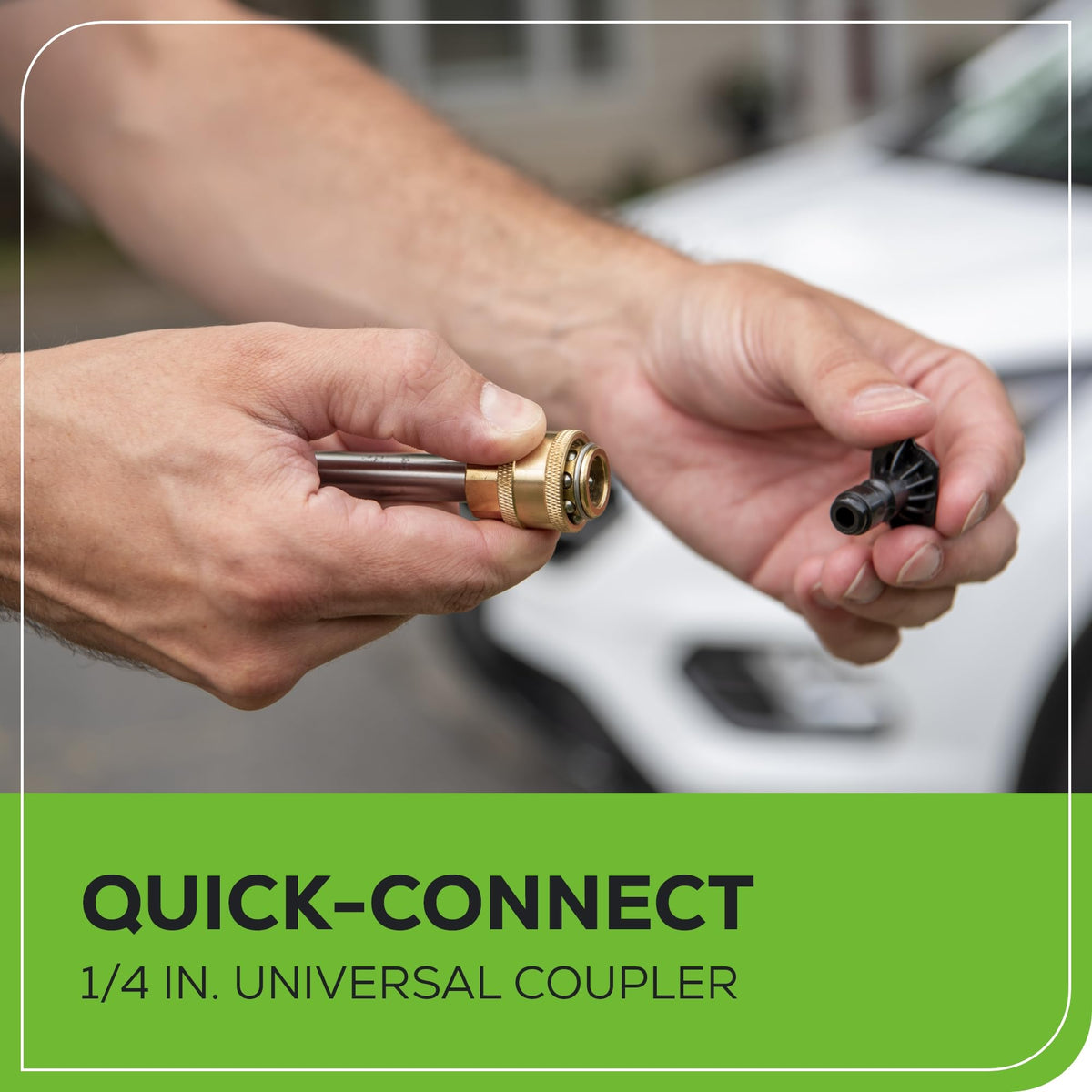 Greenworks spray gun with quick-connect wand speeds up nozzle changes.