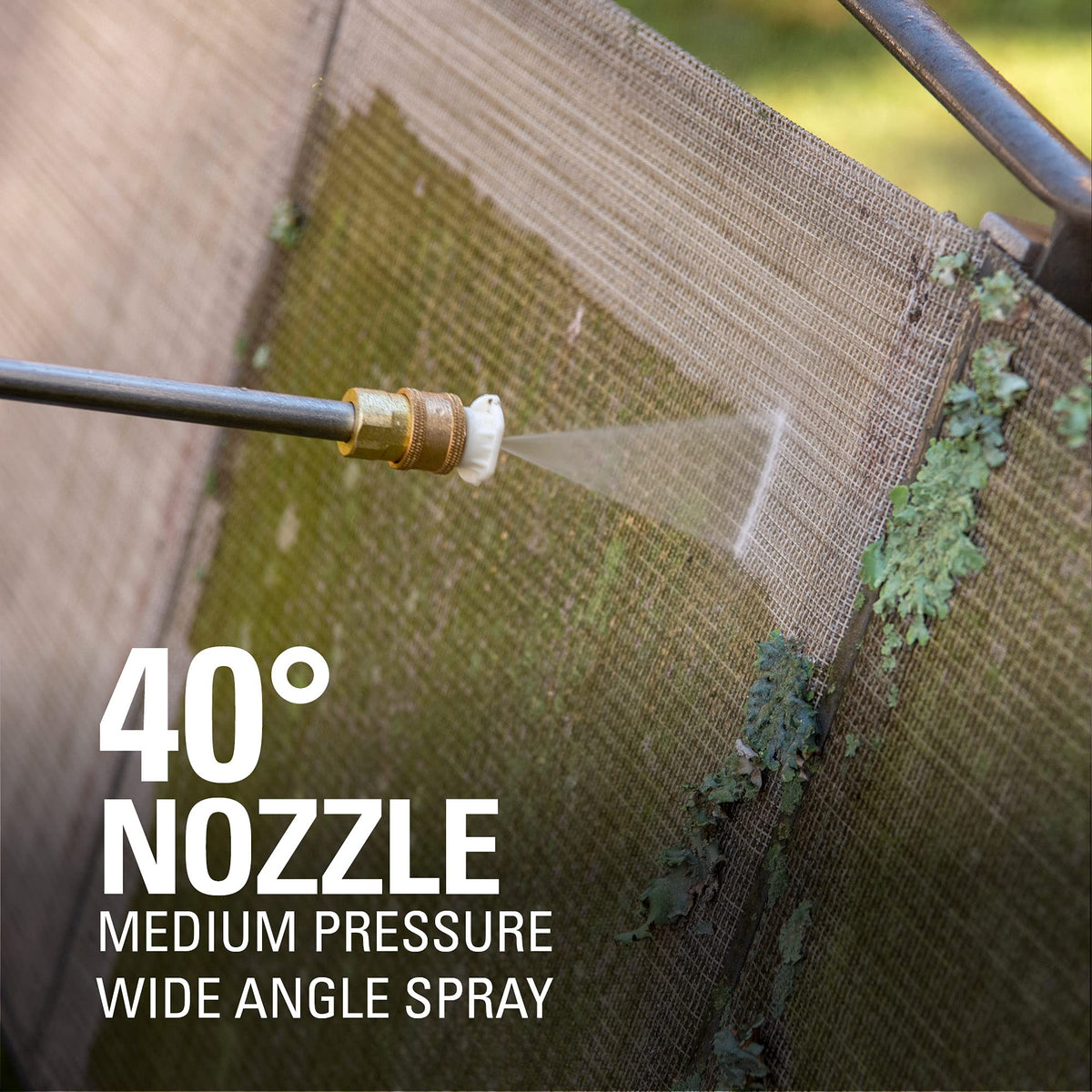 Greenworks turbo nozzle helps quickly remove stubborn grime.