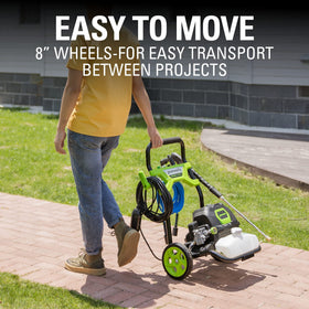 Greenworks vehicle washing for easy, even exterior care.