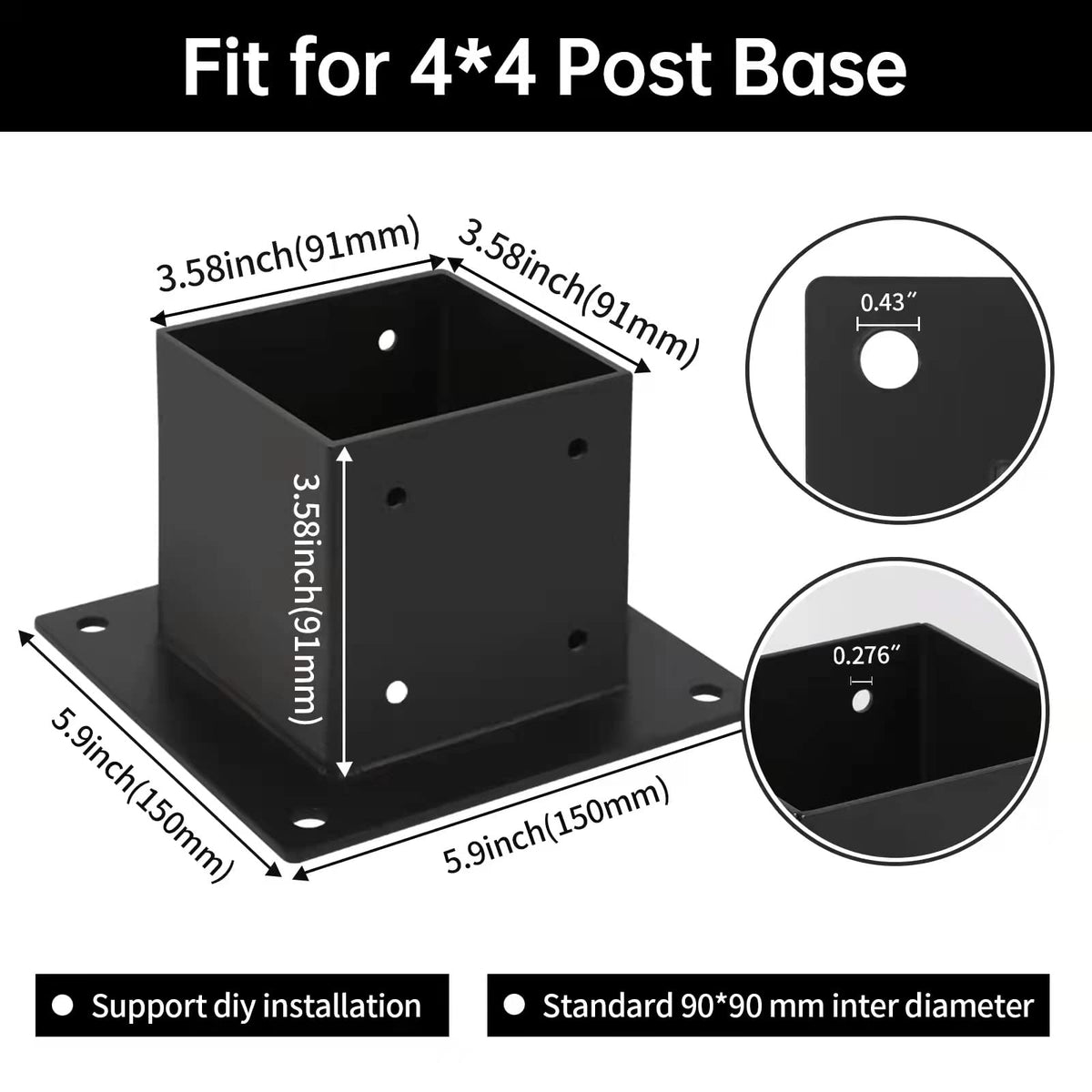 Grehitk universal post base fits rails, fences, pergolas.