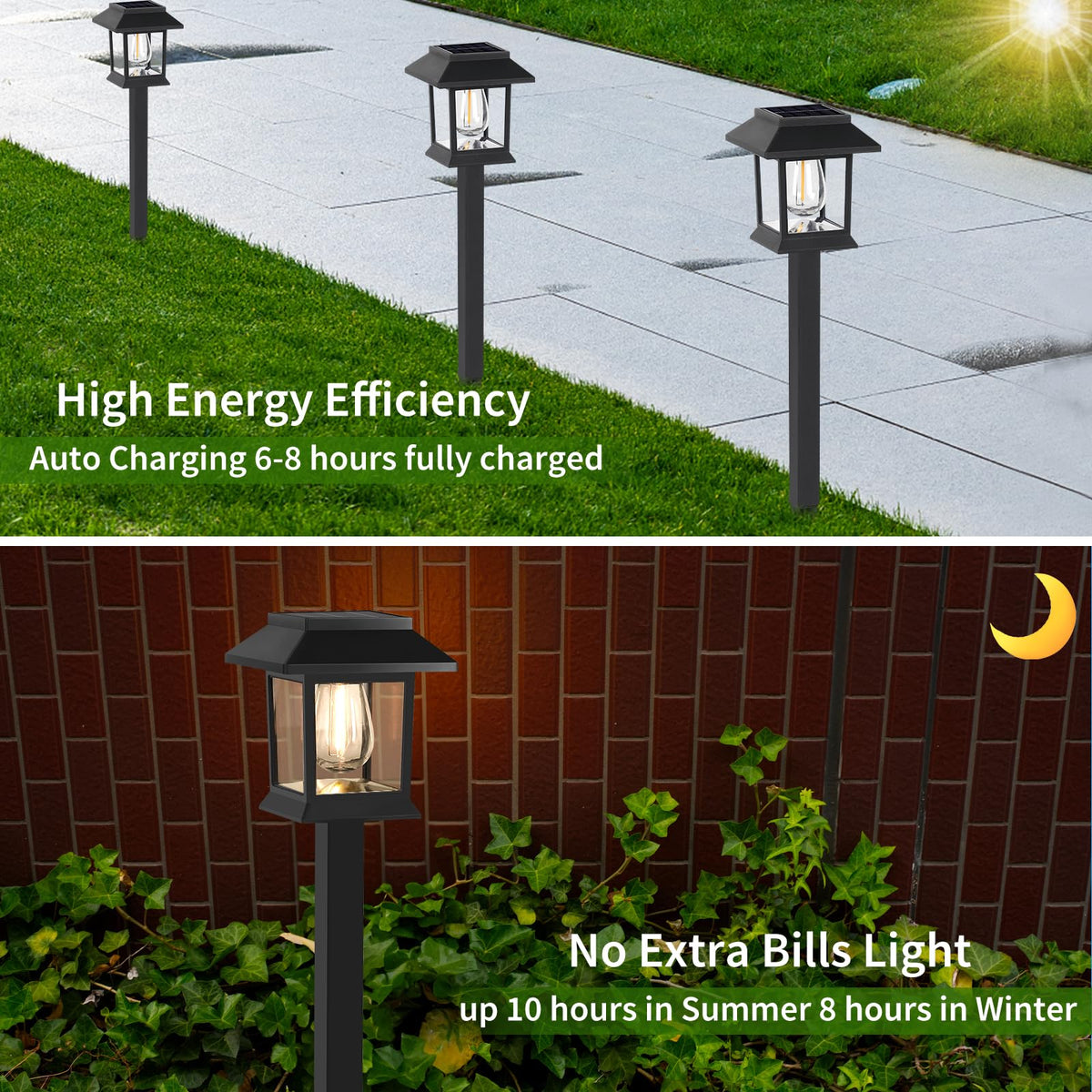 Greluna outdoor lights with Edison style bulbs add a decorative dappled effect