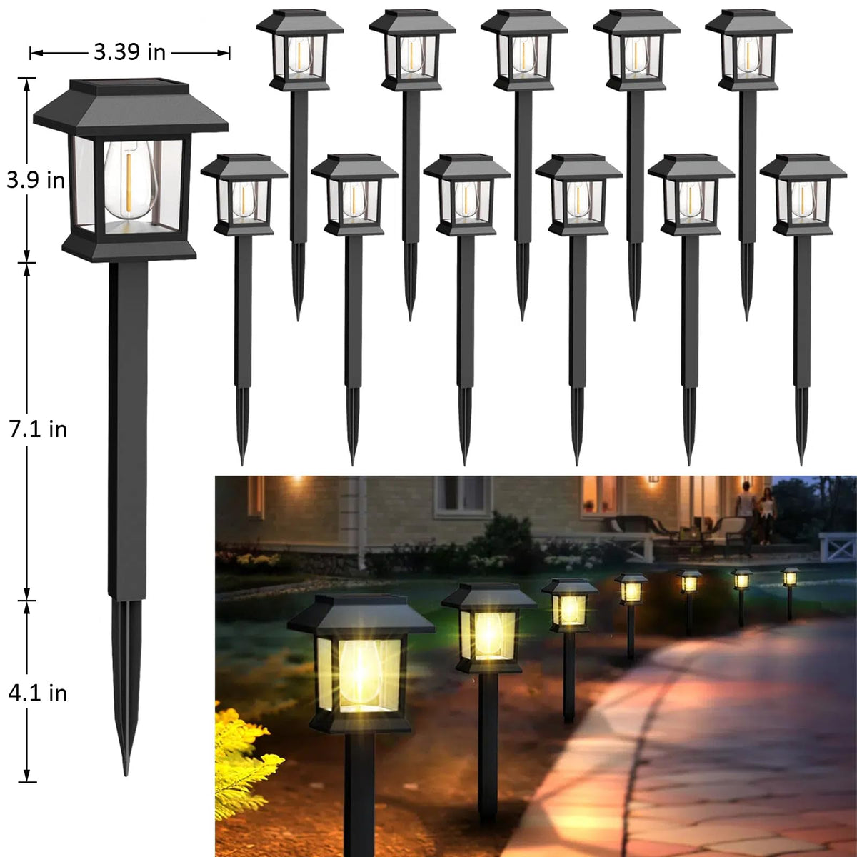 Greluna solar garden lights IP44 withstand rain and snow for year-round outdoor use