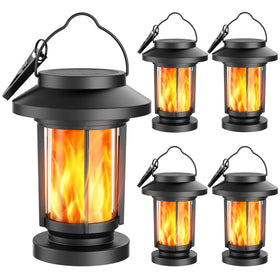 Greluna solar lantern flame effect creates warm, inviting outdoor ambiance