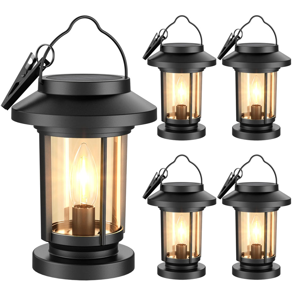 Greluna solar lantern outdoor lights give a warm ambient glow for patios.