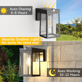 Greluna solar motion patio wall sconce lights pathways and enhances evening safety.