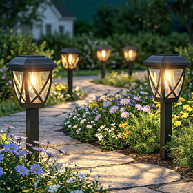 Greluna solar pathway light front yard enhances safety and curb appeal.