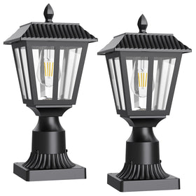 Greluna solar post light 2-pack illuminates the front yard at dusk