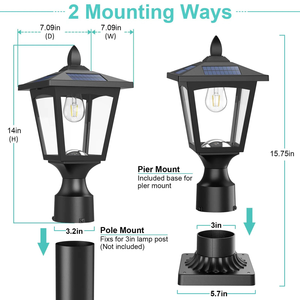 Greluna solar post light easily mounts on pillars without wiring.
