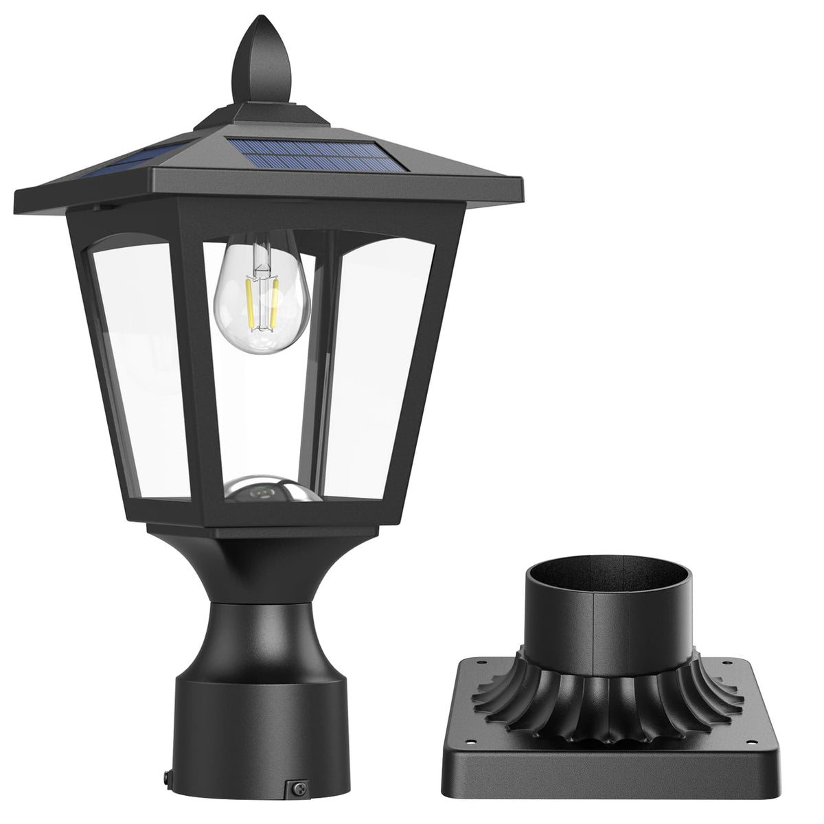 Greluna solar post light for dusk-to-dawn front yard illumination