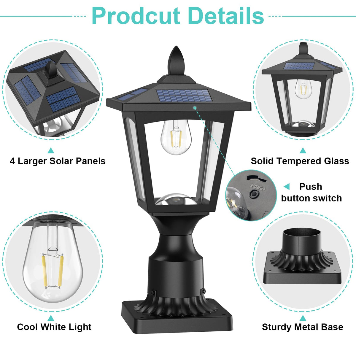 Greluna solar post light front yard illumination for safety and curb appeal.